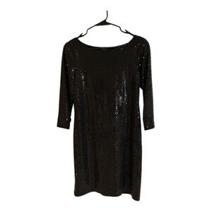 Chic Black Sequin Long Sleeve Dress